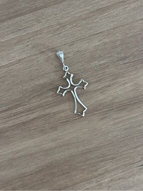 Sterling Silver Openwork Cross Pendant - Silver